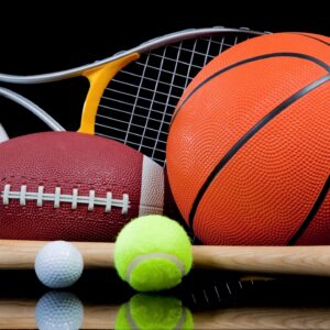 A picture of the different sports equipment